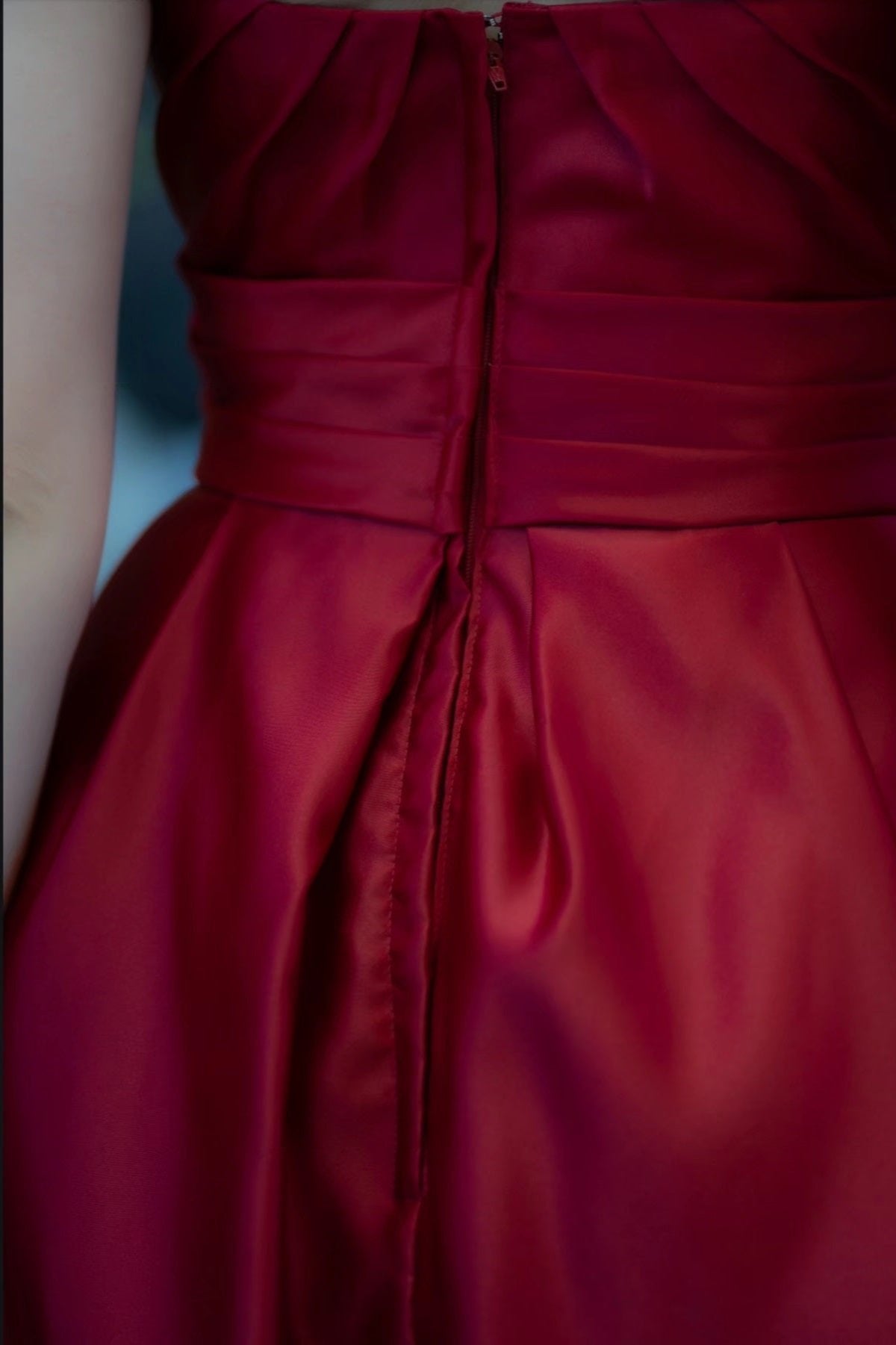 Red satin dress